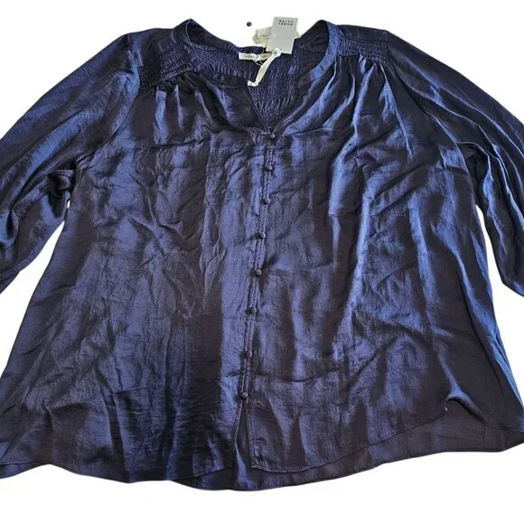 🆕 Rose & Olive Tunic Top Womens 3X Solid Blouse flowy plus size purple mauve - Picture 1 of 16